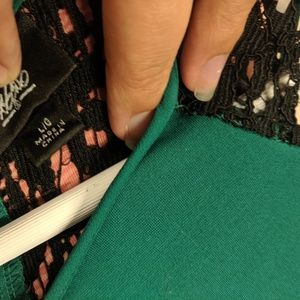 Green Dress with Black Lace